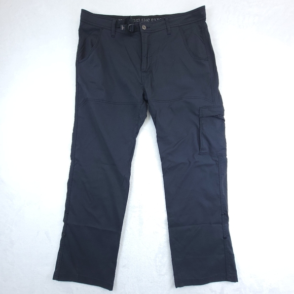 Prana Mens Relaxed Fit Convertible Cargo Hiking Pants Black Size 36x30 - Picture 1 of 9